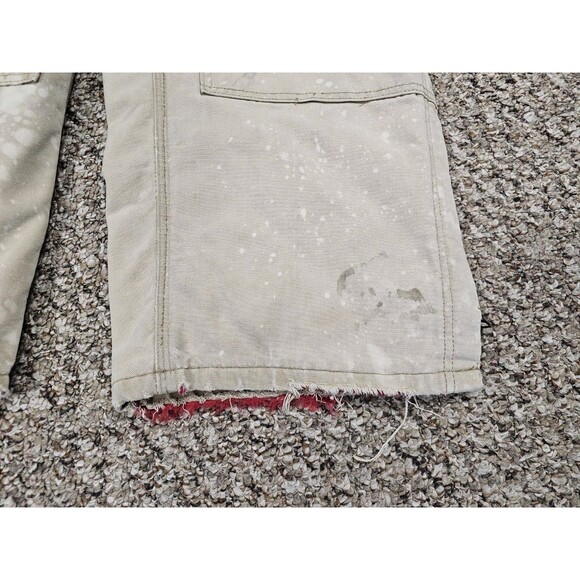 Carhartt Insulated Overalls Mens Tan Canvas Bleached Bib 38x26 Per Measurement - Picture 3 of 9